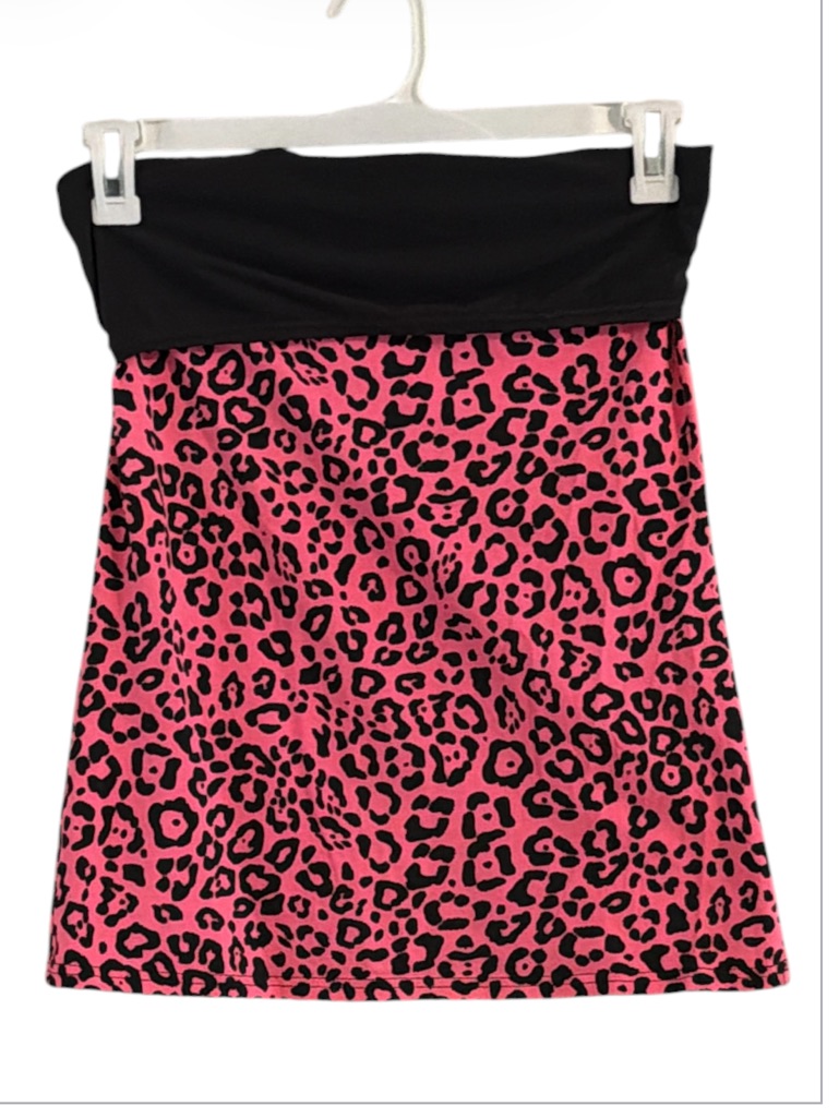 No Boundaries Black & Hot Pink Leopard Print Mini Skirt Size L